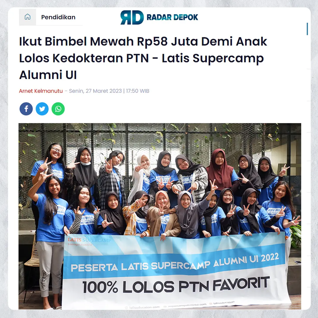 gambar hasil liputan radar depok pada bimbel mewah 58 juta rupiah demi anak lolos kedokteran ptn