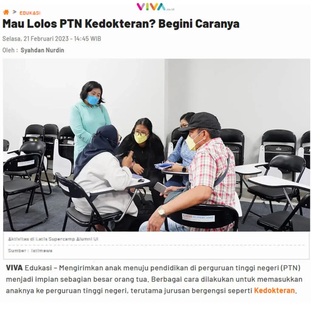 gambar hasil liputan viva pada cara lolos ptn kedokteran dengan latis supercamp alumni ui